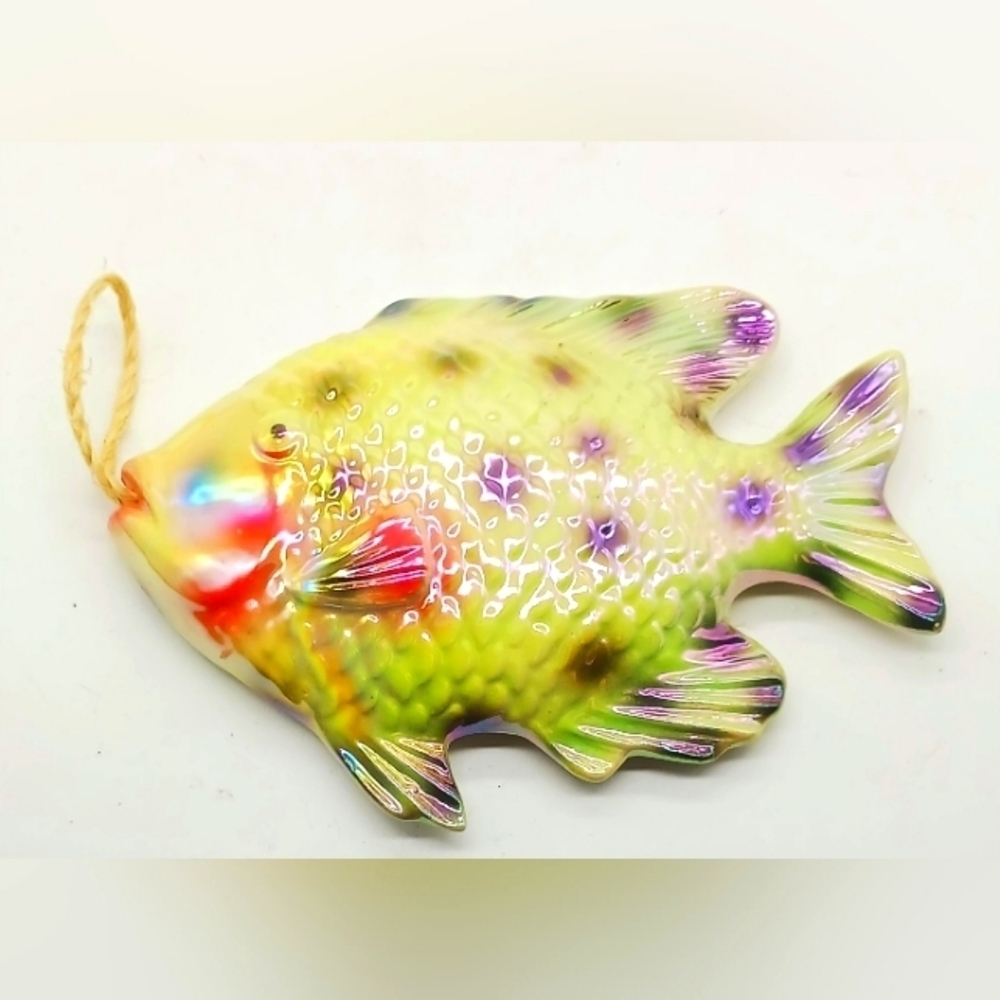 Iridescent Polka Dot Ceramic Fish Nautical Wall Decor
